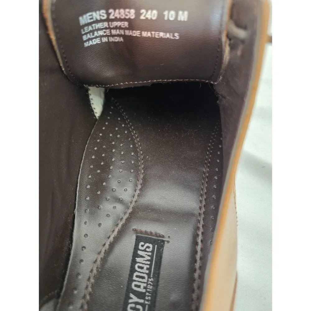 Stacy Adams Mens 10 M Tan Brown Leather Cap Toe Brogue Oxford Dress Shoes 24858